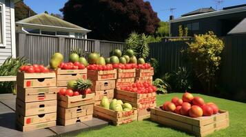 frisch gepflückt matoa Obst von Garten platziert im das Boxen. generativ ai foto