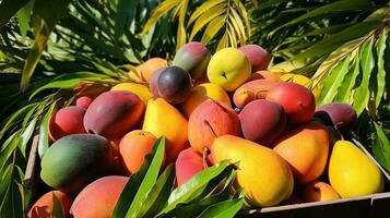 frisch gepflückt Mundu Obst von Garten platziert im das Boxen. generativ ai foto