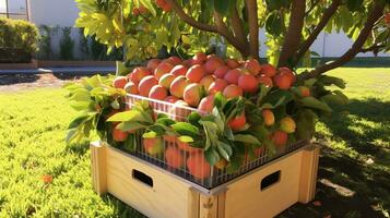 frisch gepflückt Maracuja Obst von Garten platziert im das Boxen. generativ ai foto