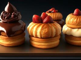 Muffins mit Schokolade. generativ ai foto