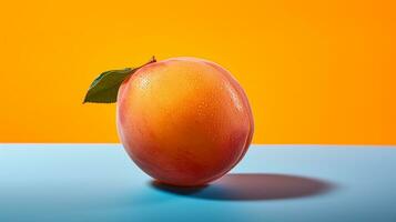 Foto von Aprikose Obst Hälfte gegen ein bunt abstrakt Hintergrund. generativ ai