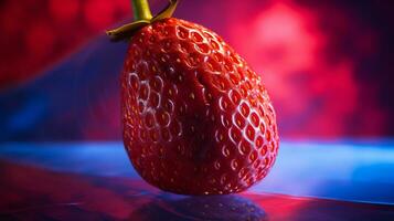 Foto von rot Schlange Obst Hälfte gegen ein bunt abstrakt Hintergrund. generativ ai