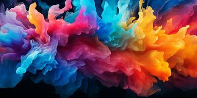 abstrakt bunt Grafik Bewegung auf Hintergrund, kreativ Wellen von Gradient Farbe Rauch und flüssig, ai generativ foto