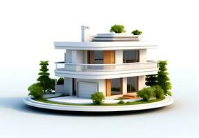 3d Haus Modell- auf Weiß Hintergrund foto