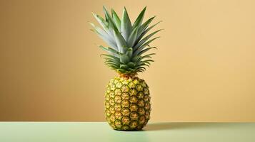 Foto von Ananas auf ein minimalistisch Tisch. generativ ai