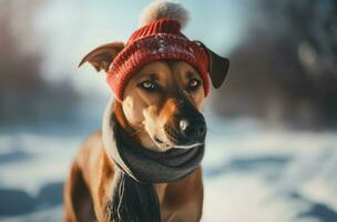 Porträt von Winter Stoff Hund. generieren ai foto