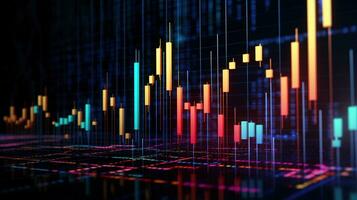 generativ ai, Lager Markt Diagramm Linien, finanziell Graph auf Technologie abstrakt Hintergrund vertreten finanziell Krise, finanziell Kernschmelze. Technologie Konzept, Handel Markt Konzept. foto