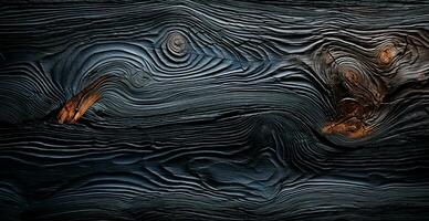 dunkel verbrannt Holz Textur, schwarz Panorama- Hintergrund - - ai generiert Bild foto