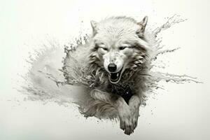 abstrakt Wolf mit Komplex Bewegung und dunstig Farbe, generativ ai Illustration foto