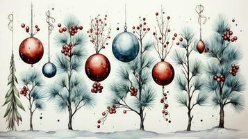 Weihnachten Baum Dekorationen, Dekoration Muster Illustration zum das Weihnachten und Neu Jahr Urlaub foto