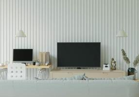 Wohnzimmer mit Fernseher und Möbeln