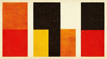 generativ ai, abstrakt Bauhaus Stil Herbst Farben Hintergrund mit körnig Papier Textur. modisch zeitgenössisch minimal 20er Jahre geometrisch Design. Digital Kunst. foto