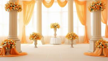 modern Orange Hochzeit Hintergrund, generativ ai foto