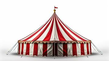 Zirkus Zelt, Karneval Zelt isoliert auf Weiß Hintergrund. generativ ai foto