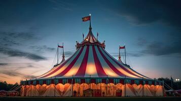 Zirkus Zelt, Karneval Zelt beim das Amüsement Park. generativ ai foto