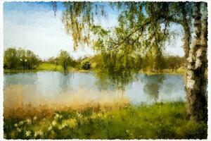 abstrakt Impressionismus Natur Landschaft Digital Gemälde foto