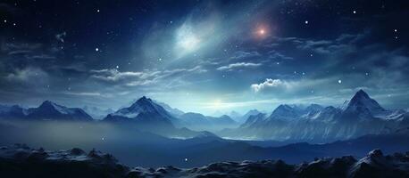 3d abstrakt Raum Himmel mit Sterne und Nebel Hintergrund generativ ai foto