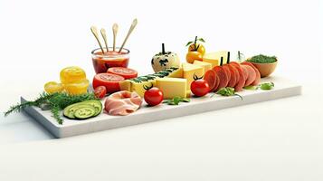 Foto Essen Obst und Gemüse 3d Weiß Hintergrund generativ ai