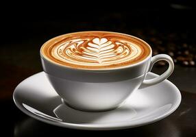 Tasse mit Schokolade trinken. Cappuccino, Mokka, Kaffee. heiß Getränke Zeit. ai generiert foto
