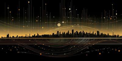 generativ ai, abstrakt golden und schwarz Farben Hintergrund, Daten Visualisierung oder Lager Markt Diagramme Konzept foto