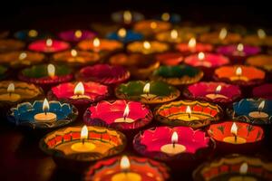 bunt Kerzen Verbrennung Diwali. generieren ai foto