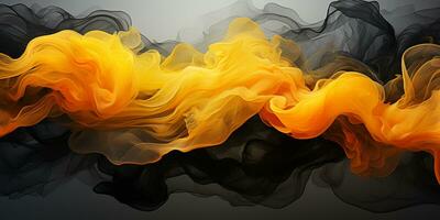 abstrakt Grafik Bewegung auf Hintergrund, kreativ Wellen von schwarz Rauch, ai generativ foto