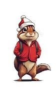 Grafik von ein Eichhörnchen wie Santa claus auf ein Weiß Hintergrund foto