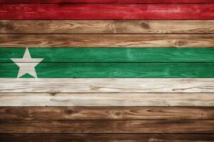 das National Flagge von das Republik von Burundi auf hölzern Bretter, Tadschikistan Flagge auf Jahrgang Holz Mauer. horizontal Panorama- Banner, ai generiert foto
