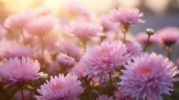 blühen Rosa und lila Aster Blumen Garten. ai generiert Bild foto