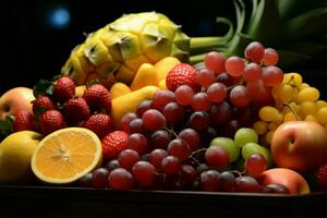 Erfahrung rein Freude mit souza Früchte frisch und aromatisch Auswahl ai generiert foto