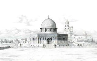 al aqsa Moschee Illustration auf Weiß Hintergrund foto