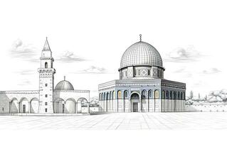 al aqsa Moschee Illustration auf Weiß Hintergrund foto