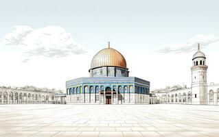 al aqsa Moschee Illustration auf Weiß Hintergrund foto