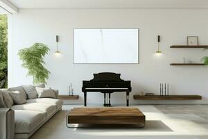 Häuser modern Innere Eigenschaften ein leer Bildschirm LED Fernseher, anpassbar ai generiert foto