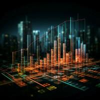 visualisieren Dynamik Geschäft, Lager Markt Trends und Muster kreativ abgebildet zum Sozial Medien Post Größe ai generiert foto