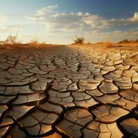 Naturen Plädoyer geknackt Boden im Wüste Bären Zeuge zu Klima Änderungen Maut zum Sozial Medien Post Größe ai generiert foto