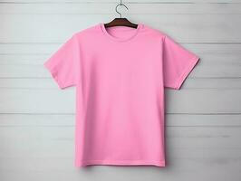 Rosa T-Shirt Attrappe, Lehrmodell, Simulation mit isoliert Hintergrund ai generativ foto