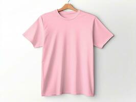 Rosa T-Shirt Attrappe, Lehrmodell, Simulation mit isoliert Hintergrund ai generativ foto