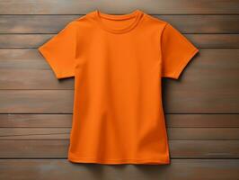 Orange Farbe weiblich T-Shirt Attrappe, Lehrmodell, Simulation ai generativ foto