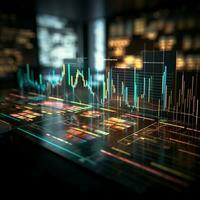visualisieren Trends Geschäft, Lager Markt Daten kreativ repräsentiert zum Einsichten zum Sozial Medien Post Größe ai generiert foto