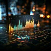 Geschäft und Finanzen Strategien geformt durch Einsichten von Lager Markt Handel Diagramme zum Sozial Medien Post Größe ai generiert foto