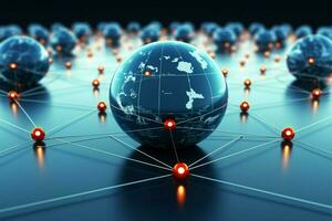 das Welt Karte Hintergrund illustriert das modern global Netzwerk Verbindung ai generiert foto