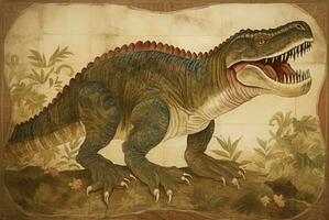 T-Rex Dinosaurier Poster im japanisch Kultur. generieren ai foto