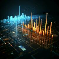 finanziell Statistiken konvergieren im Bar Graph und Leuchter Diagramm illustrieren Lager Markt zum Sozial Medien Post Größe ai generiert foto