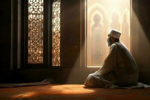 Muslim Mann im beten ai generativ foto