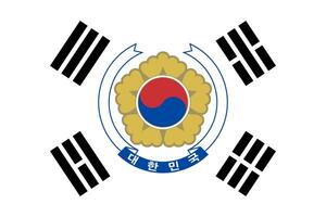 das offiziell Strom Flagge und Mantel von Waffen von Republik von Korea. Zustand Flagge von Süd Korea. Illustration. foto