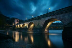 Brücke Nacht. generieren ai foto