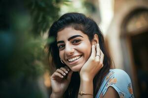 libanesisch lächelnd Mädchen. generieren ai foto