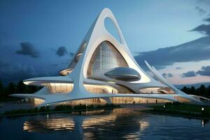 Avantgarde futuristisch die Architektur. generieren ai foto