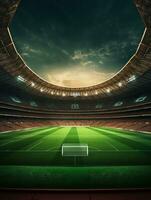 beleuchtet Fußball Stadion beim Nacht ai generativ foto